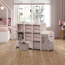 4ft Train-Shaped Kids Toy Storage Shelves Organizer