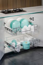 2-Pack Metal Sliding Cabinet Wire Basket Organizer