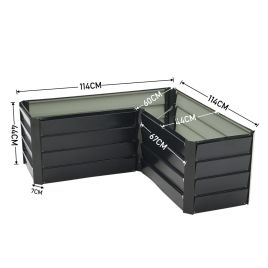Outdoor Metal L-Shaped Raised Garden Bed