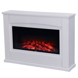 Electric Fireplace with White Wooden Mantel - 87.6cm H