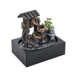 Tabletop Fountain Relaxation Water Feature for Home Office Decor Grey