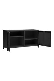 Black Metal File Cabinet with Shelves- 119cm W