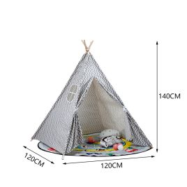 Indoor Kids Play Tent White Grid Teepee Tent Fabric Spire Play House