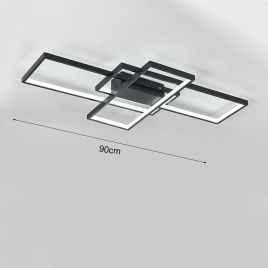 Contemporary LED Ceiling Fixture: Tri-Black Rectangular Shades-90cm W