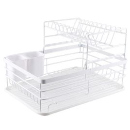 Kitchen 2 Tier Metal Dish Drainer Rack Sink Washing Plates Draining Board