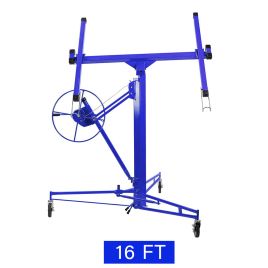 Blue16 Ft Drywall Lifter Panel Hoist Rolling Caster Construction With Lockable Wheels
