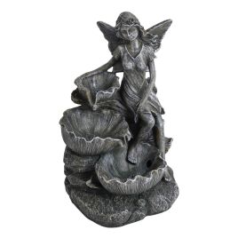Fairy Solar Resin Water Fountain, Grey
