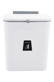 9L White Hanging Trash Can With Inner Bucket And Lid