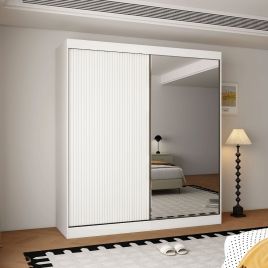 VIENNA 2 Door Mirrored Sliding Wardrobe White - 200cm