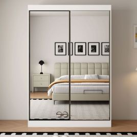 ELITE 2 Door Full Mirrored Sliding Wardrobe White - 100cm