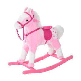Childrens Plush Rocking Horse with Sound-Pink