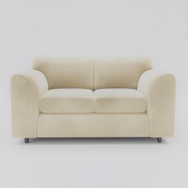 DELANO Plush Velvet 2 Seater Fullback Sofa - Cream