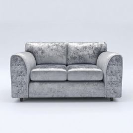 VELOURA Crush Velvet 2 Seater Fullback Sofa - Silver