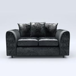 VELOURA Crush Velvet 2 Seater Scatterback Sofa - Black