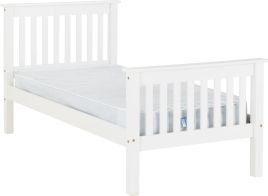 Monaco 3ft Single Bed High Foot End - White