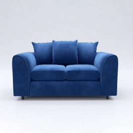 DELANO Plush Velvet 2 Seater Scatterback Sofa - Midnight Blue
