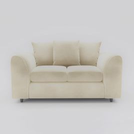 DELANO Plush Velvet 2 Seater Scatterback Sofa - Cream