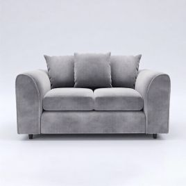 DELANO Plush Velvet 2 Seater Scatterback Sofa - Light Grey