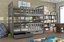 SERENA Wooden Bunk Bed with Storage and Bonnell Foam Mattress - Graphite
