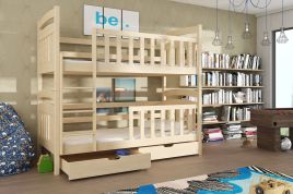 SERENA Wooden Bunk Bed with Storage and Bonnell Foam Mattress - Pine
