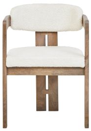 TALVENNE Boucle Fabric Wooden Armchair - Cream and Oak