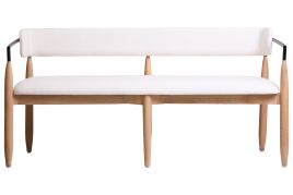 SELVADOR Fabric Dining Bench with Wooden Frame - Light Oak