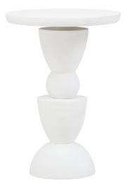 PENWYTHA Circle Column Detail Round Wooden Side Table - White