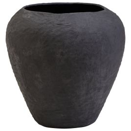 GRENTHRA Cotton Mache Large Outdoor Planter - Black