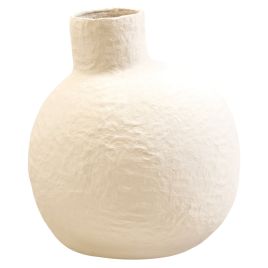 GRENTHRA Round Large Cotton Mache Vase - Cream