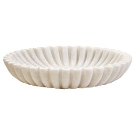 FENWRETH Large Fluted Marble Decorative Bowl - White