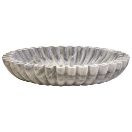 FENWRETH Large Fluted Marble Decorative Bowl - Grey