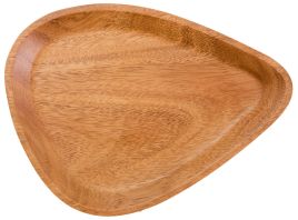 BRAVELYN Curved Triangular Medium Wooden Serving Tray - Brown