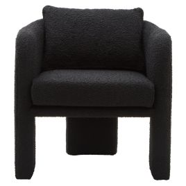 NETHWYN Boucle Fabric Curved Armchair - Black