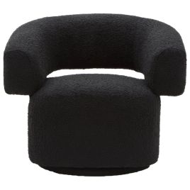 ORLAVOR Boucle Fabric Curved Revolving Armchair - Black