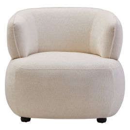 WENLITH Chenille Fabric Curved Armchair - White