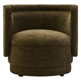 XELWYN Chenille Fabric Curved Armchair - Green