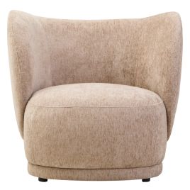 VELTHORAN Chenille Fabric Curved Armchair - Brown