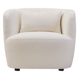 YORLANTH Boucle Fabric Curved Armchair - Cream