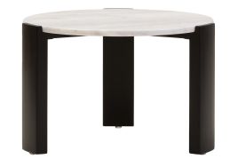 ZERVORA Round Marble Top Coffee Table - Black and White