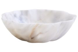 HAVERLYN Small Marble Scalloped Decorative Bowl - White