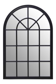 DELVYRN Arched Wooden Frame Wall Mirror - Black