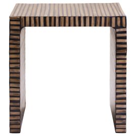 ELVIORA Wooden Side Table - Black and Oak