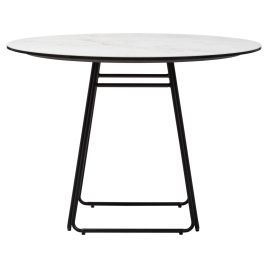 MARVESSAN Round Ceramic Marble Effect Dining Table - White