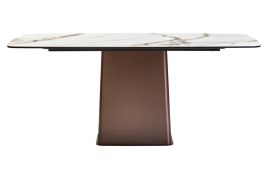 MARVESSAN Rectangular Ceramic Marble Effect Dining Table - White