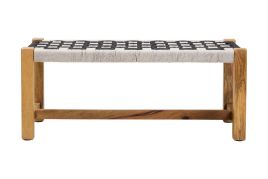 QUELVYNN Wooden and Jute Bench - Light Oak