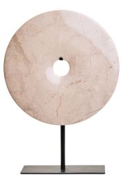 HAVERLYN Medium Round Marble Disc Sculpture - Cream