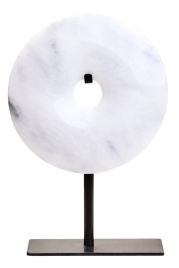HAVERLYN Extra Small Round Marble Disc Sculpture - Black and Grey