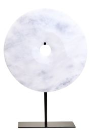 HAVERLYN Large Round Marble Disc Sculpture - White