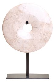 HAVERLYN Extra Small Round Marble Disc Sculpture - Cream