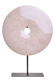 HAVERLYN Extra Large Round Marble Disc Sculpture - Cream